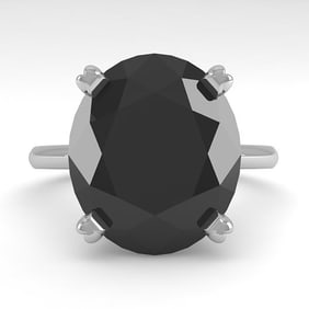 9.0 ctw Oval Black Diamond Engagment Designer Ring 18k White Gold