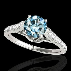1.46 ctw SI Certified Fancy Blue Diamond Solitaire Ring 10k White Gold