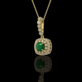 2.55 ctw Certified Emerald & Diamond Victorian Necklace 14K Yellow Gold