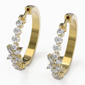 2 ctw Diamond Designer Earrings 18K Yellow Gold