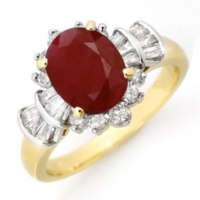2.22 ctw Ruby & Diamond Ring 14k Yellow Gold