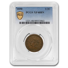 1850 Half Cent XF-40 PCGS (Brown)