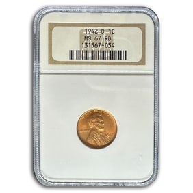 1942-D Lincoln Cent MS-67 NGC (Red)
