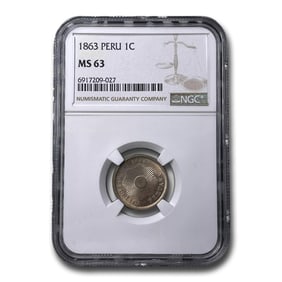 1863 Peru Centavo MS-63 NGC