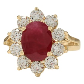 Ruby Diamond Ring 14K Yellow Gold