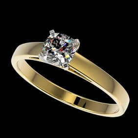 0.50 ctw Certified VS/SI Quality Cushion Cut Diamond Ring 10k Yellow Gold
