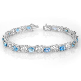 13.55 ctw Blue Topaz & Diamond Bracelet 14k White Gold