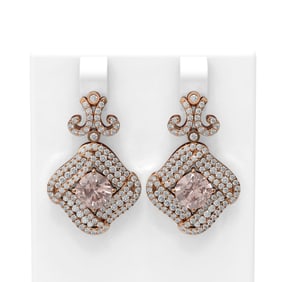 6.71 ctw Morganite & Diamond Earrings 18K Rose Gold