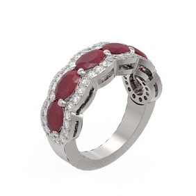 5.03 ctw Ruby & Diamond Ring 18K White Gold