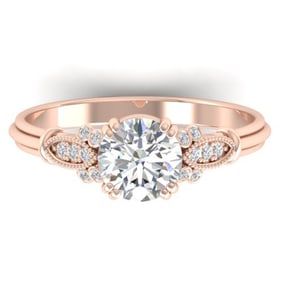1.15 ctw Certified VS/SI Diamond Art Deco Ring 14k Rose Gold