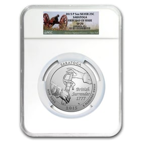 2015-P 5 oz Silver ATB Saratoga SP-70 NGC (First Day Of Issue)