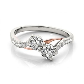 0.85 ctw Certified VS/SI Diamond 2 Stone Ring 18k 2Tone Gold