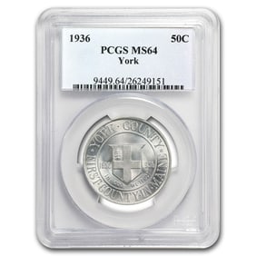 1936 York County, Maine Tercentenary Half Dollar MS-64 PCGS