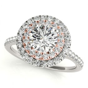 1.5 ctw Certified VS/SI Diamond Solitaire Halo Ring 18k 2Tone Gold