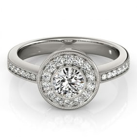 0.8 ctw Certified VS/SI Diamond Halo Ring 18k White Gold