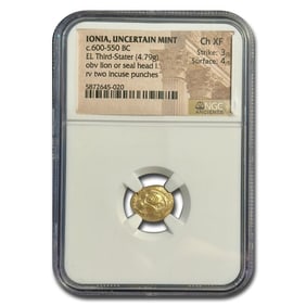 Ionia Uncertain Mint Elec. Third Stater (c.600-550 BC) Ch. XF NGC