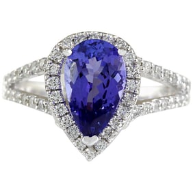 Natural Tanzanite 14 Karat White Gold