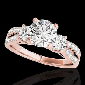 1.75 ctw Certified Diamond 3 Stone Ring 10k Rose Gold