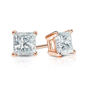 Natural 1.00 CTW Diamond Stud Earrings 14K Rose Gold