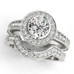 1.54 ctw Certified VS/SI Diamond 2pc Wedding Set Halo 14k White Gold