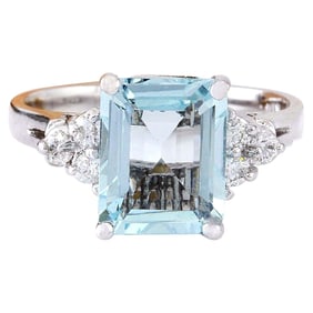 2.90 CTW Aquamarine 14K White Gold Diamond Ring