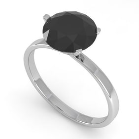 2.0 ctw Black Certified Diamond Engagment Ring Martini 18k White Gold