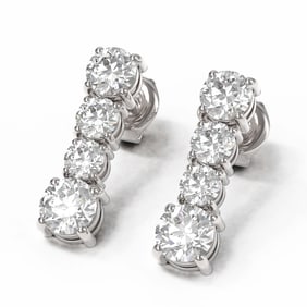 3.78 ctw Diamond Designer Earrings 18K White Gold
