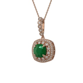 6.58 ctw Certified Emerald & Diamond Victorian Necklace 14K Rose Gold