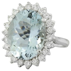 Aquamarine Diamond Ring 14K White Gold