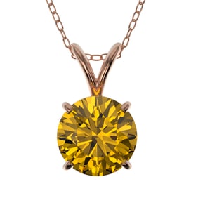 1.21 ctw Certified Intense Yellow Diamond Necklace 10k Rose Gold