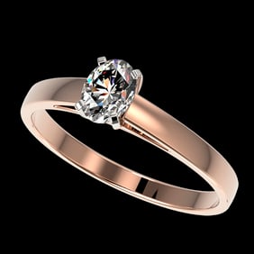 0.50 ctw Certified VS/SI Quality Oval Diamond Engagment Ring 10k Rose Gold