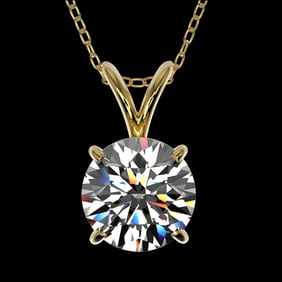 1.29 ctw Certified Quality Diamond Necklace 10k Yellow Gold