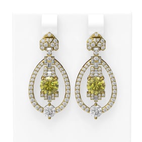 4.65 ctw Fancy Yellow Diamond Earrings 18K Yellow Gold