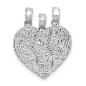 14K White Gold Break-apart BIG SIS-MOM-LIL SIS Charm - 22.8 mm
