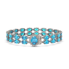29.22 ctw Swiss Topaz & Diamond Bracelet 14K White Gold