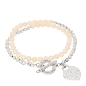 Tiffany Sterling Silver Pearl Diamond Return