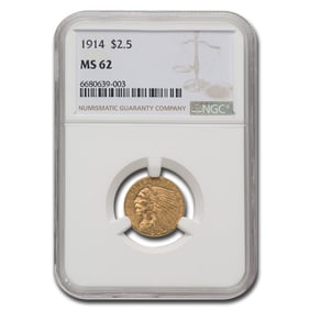 1914 $2.50 Indian Gold Quarter Eagle MS-62 NGC