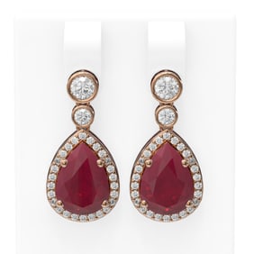 3.1 ctw Ruby & Diamond Earrings 18K Rose Gold