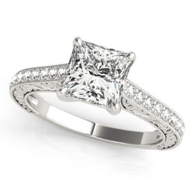 Natural 1.3 ctw Princess Diamond Ring 14k White Gold