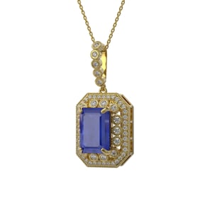 11.99 ctw Sapphire & Diamond Victorian Necklace 14K Yellow Gold
