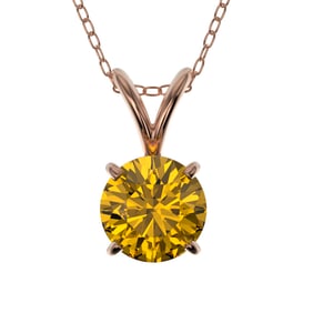 0.75 ctw Certified Intense Yellow Diamond Necklace 10k Rose Gold