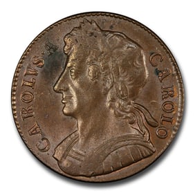 1673 Great Britain Halfpenny Charles II MS-63 PCGS (Brown)