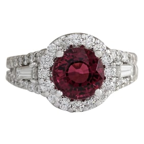 Tourmaline Diamond Ring 14K White Gold