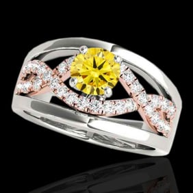 1.55 ctw Certified SI Intense Yellow Diamond Solitaire Ring 10k 2Tone Gold