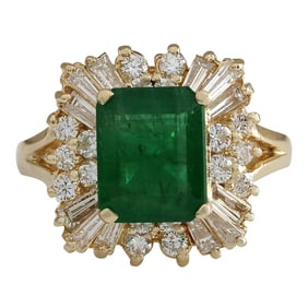 3.82 CTW Emerald 14K Yellow Gold Diamond Ring