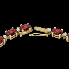46.5 ctw Garnet & VS/SI Certified Diamond Eternity Necklace 10k Yellow Gold