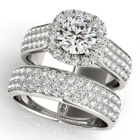 2.59 ctw Certified VS/SI Diamond 2pc Wedding Set Halo 14k White Gold