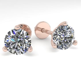 1.50 ctw Certified VS/SI Diamond Stud Earrings Martini 18k Rose Gold