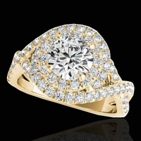 1.75 ctw Certified Diamond Solitaire Halo Ring 10k Yellow Gold