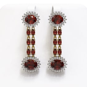 11.7 ctw Garnet & Diamond Earrings 14K Yellow Gold